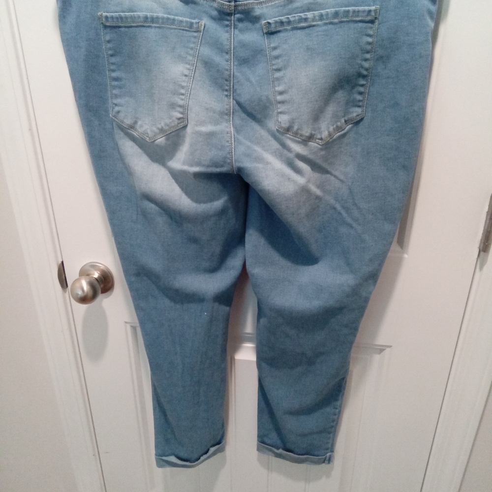 Royality For Me Plus Size 18W High-Rise Ankle Light Blue Distressed Denim Jeans - Picture 4 of 8